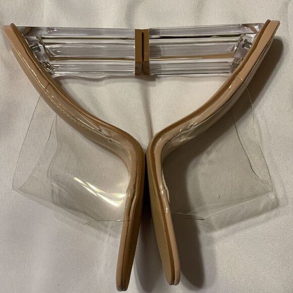 CAPE ROBBIN SIZE 9 Fusion clear open toe slip on w/block transparent heels - Picture 8 of 10